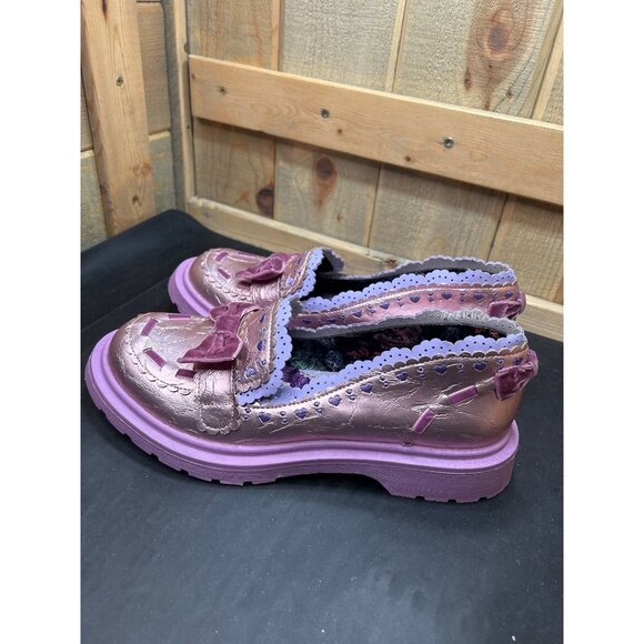 Irregular Choice Metallic Lilac Purple Loafers W/ Bows Scalloped Trim Lace US 11 - Picture 8 of 10
